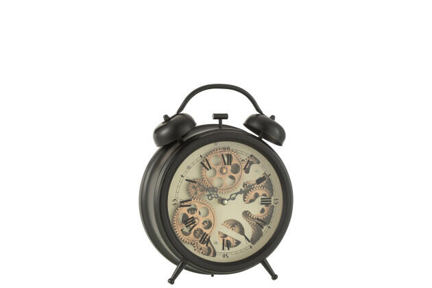 Réveil - Horloge de parquet avec chiffres romains et mouvement - Métal noir 26 cm 27364