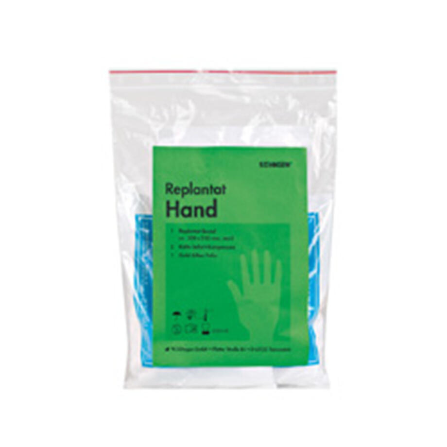 REPLANTATBEUTEL KLEIN 30X25CM (HAND)  2 KAELTE- SOFORT-KOMPRESSEN, 1 GOLD-SIBER FOLIE