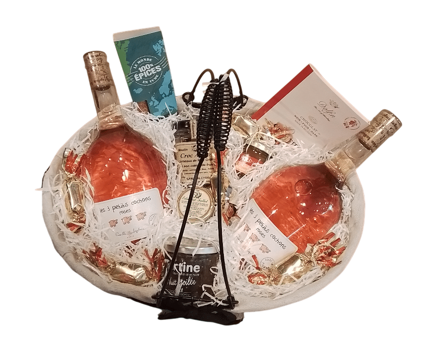 Geschenkkorb / Panier Garni "Kleine Schweinchen". 