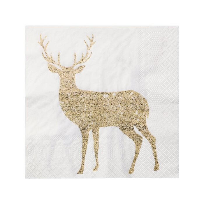 Eglo napkins Hirsch Pasig white/gold 16.5 x 16.5 cm - 20-pack