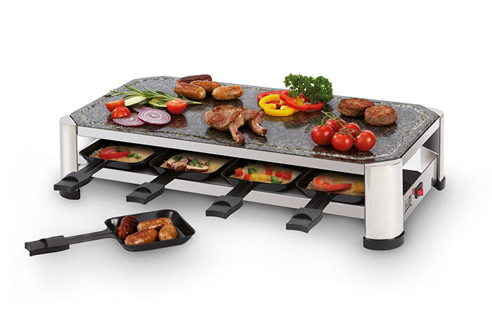 Raclette grill for 8 people with a stone plate
