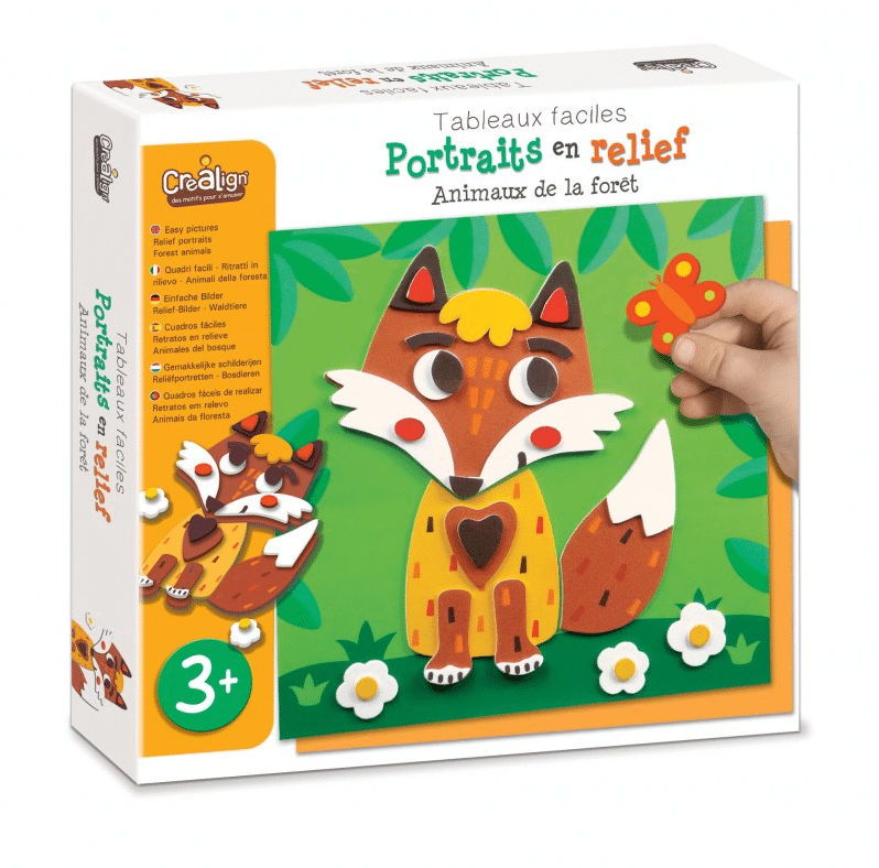 Coffret tableaux faciles : Portraits en relief - Animaux de la forêt