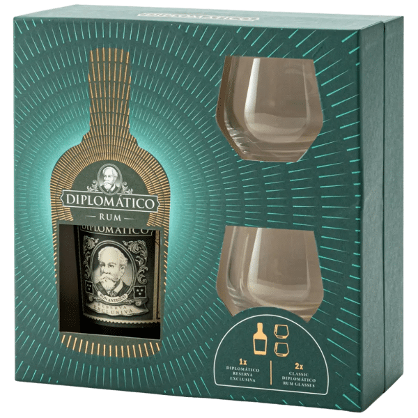 COFFRET RHUM DIPLOMATICO 12ANS 40° + 2 VERRES