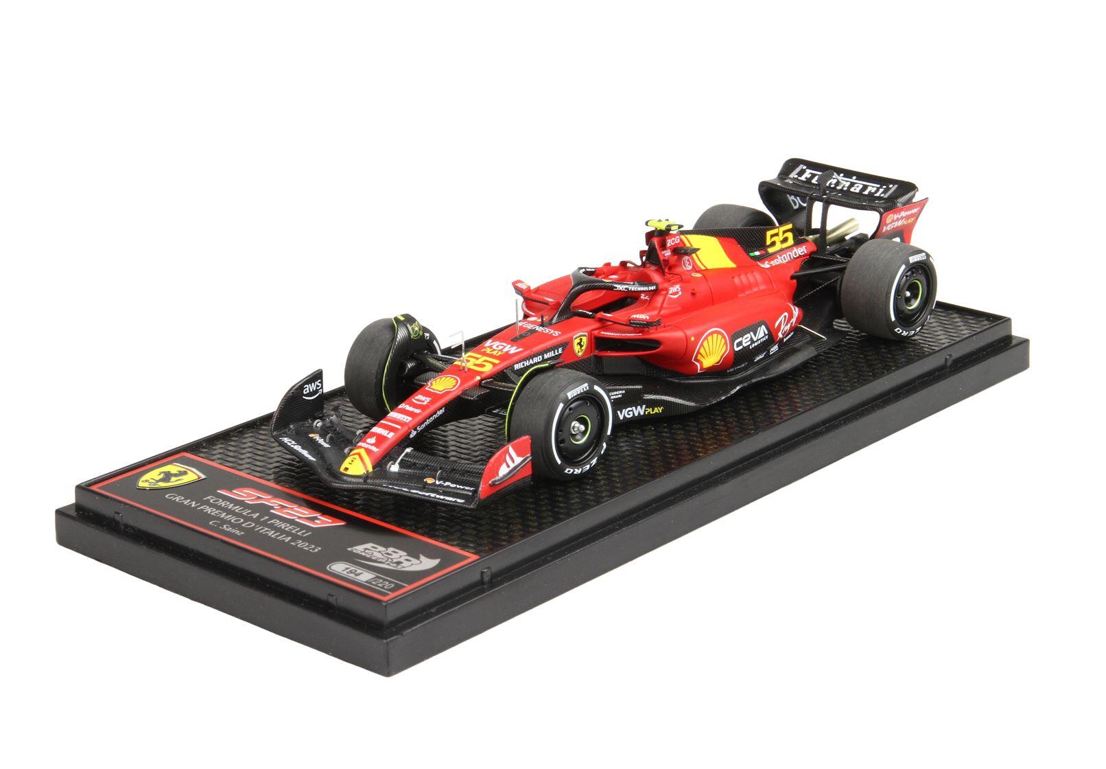 Ferrari F1 SF-23 #55 Carlos Sainz Italy Monza GP 2023 BBR 1:18 with Le – Stone Model