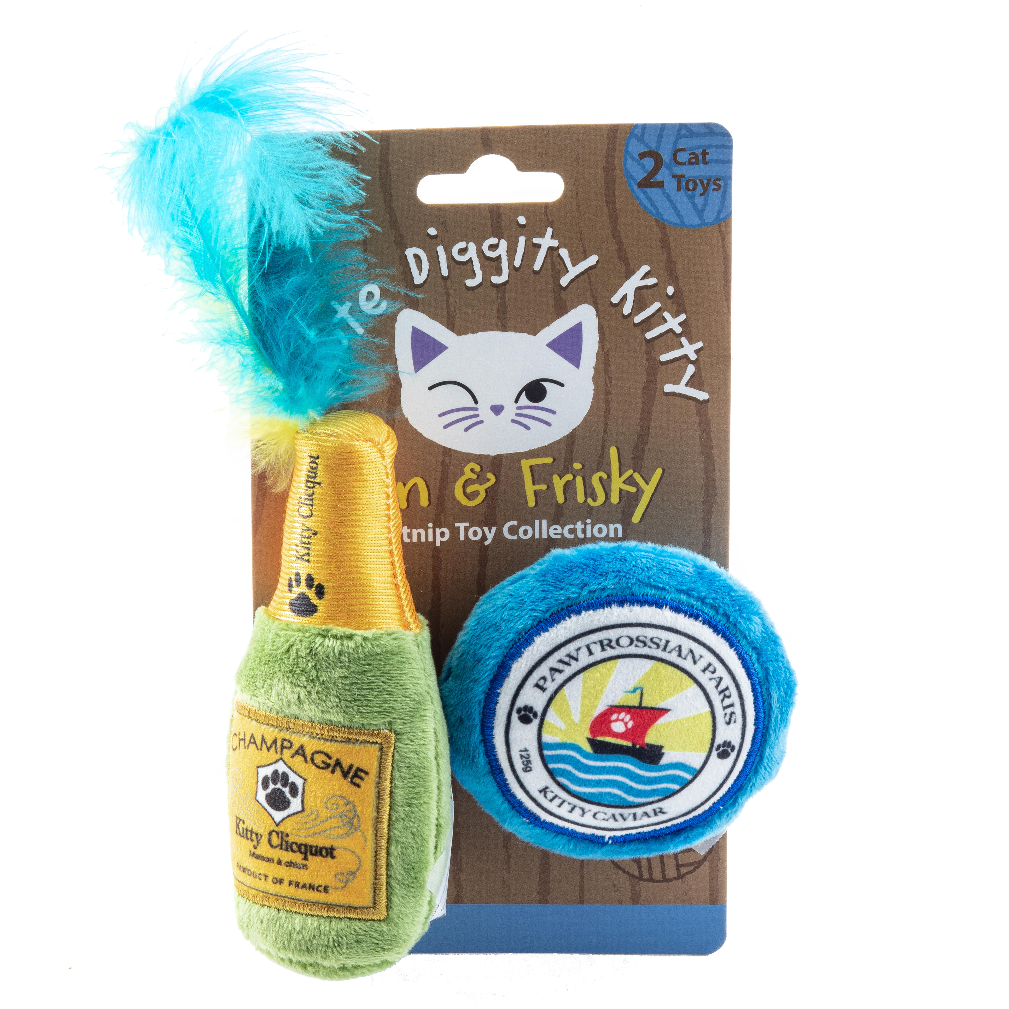 Pawsome Kitty Clicquot Katzenminze-Spielzeugset | Luxuriöse Katzenminze-Spielzeuge von Haute Diggity Kitty