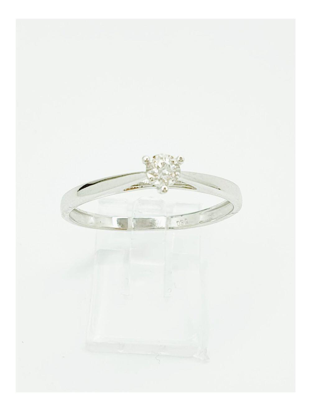 White gold solitaire ring with 0.045ct natural diamond set in 3 prongs