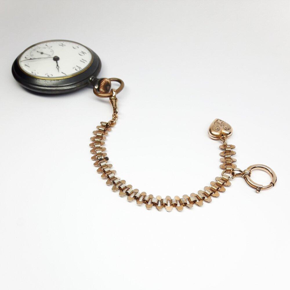 Taschenuhrkette rot vergoldet 17,5cm. Vintage.