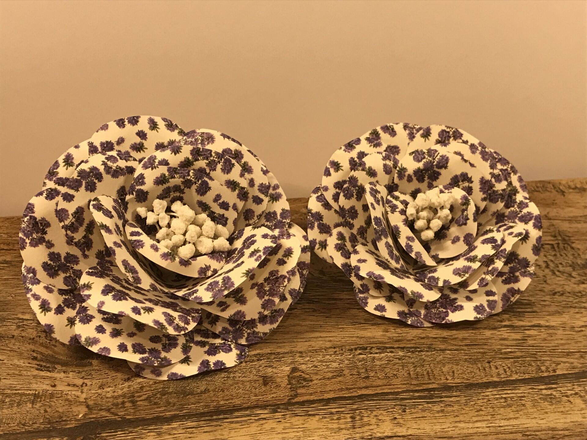 Paper flower duo with purple flowers