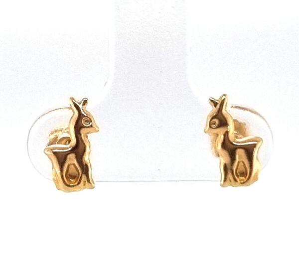 Deer earrings in 18K yellow gold