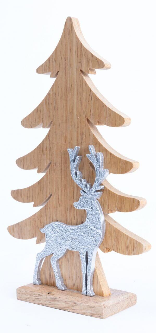 TrendLine decorative figurine, wooden Christmas tree, 26 x 16 cm, natural-white