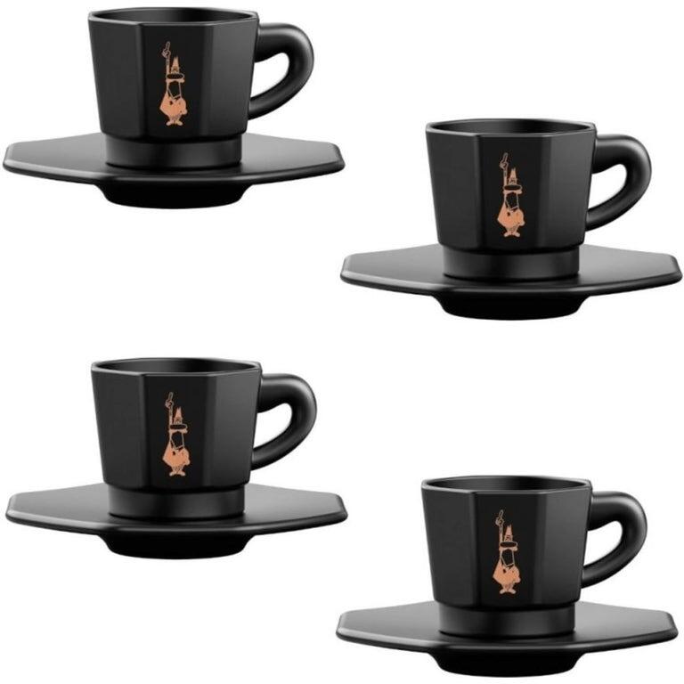 BIALETTI MOKA - RTATZ403 SET OF 4 8-CUP CUPS TOTAL BLACK