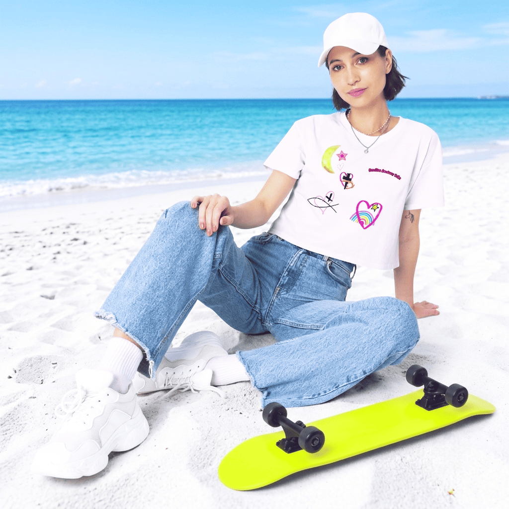 Crop Top rose bubblegum pour femme : Candy Hearts