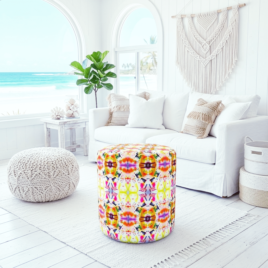 Round Pouffe Tribal Love