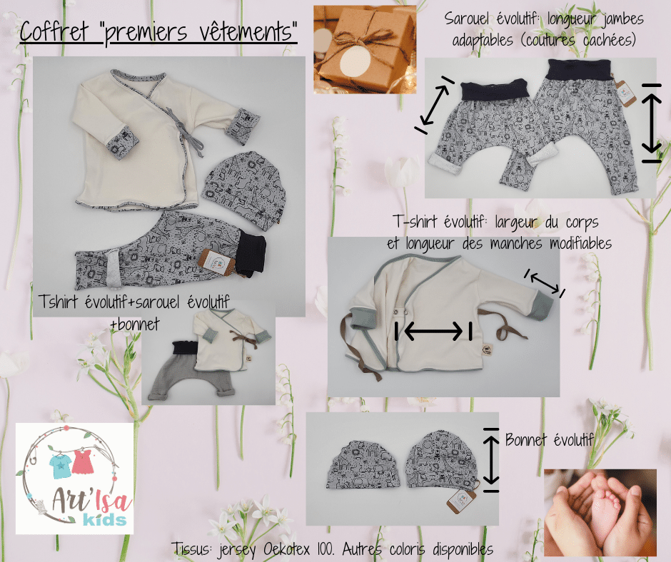 Baby box "first clothes" Animals grey 3 items