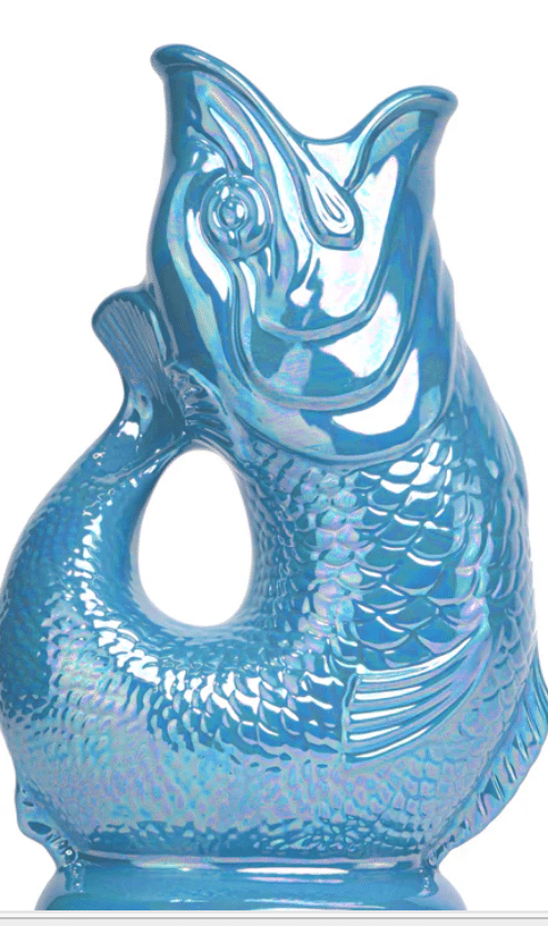 Gluckigluck - Gluggle Jug - shimmering turquoise fish jug
