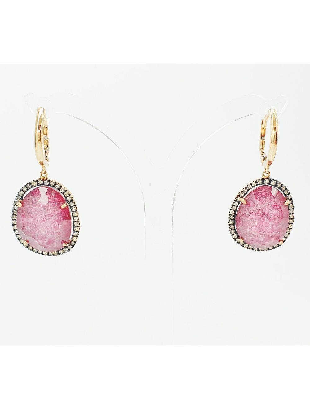 # Rose gold dangling earrings with 6.77ct ruby and 0.48ct natural diamonds