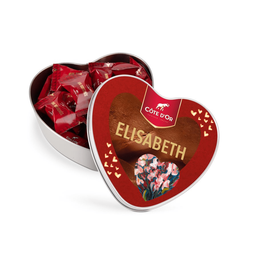 Cœur : Mini Bouchée Côte d'Or - Boîte cadeau personnalisée