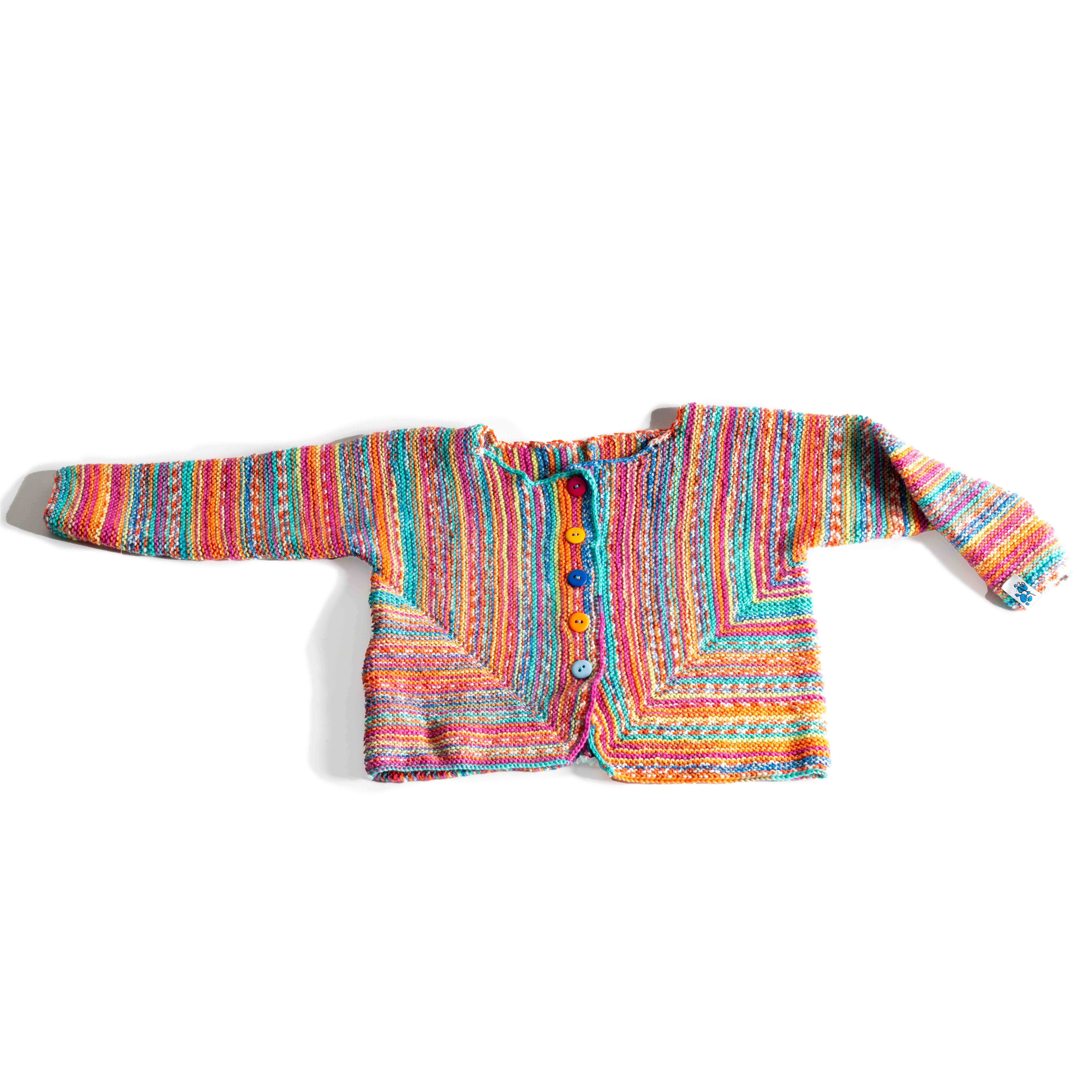 Colorful baby or toddler cardigan, hand-knitted