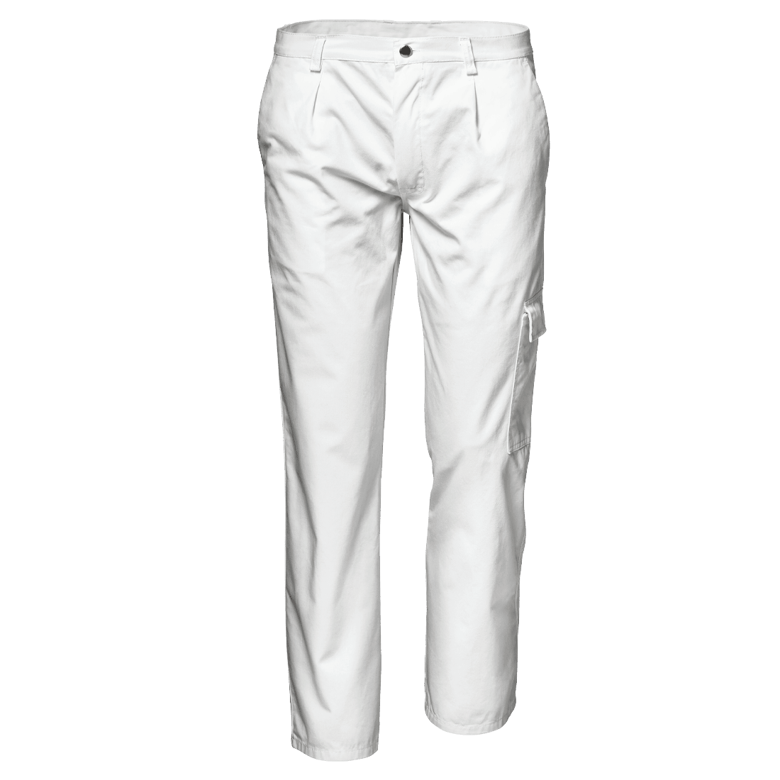 Symbol White Trousers, 100% Cotton, Double Stitching, Multi-Pocket with Metal Button Closure, N° 50