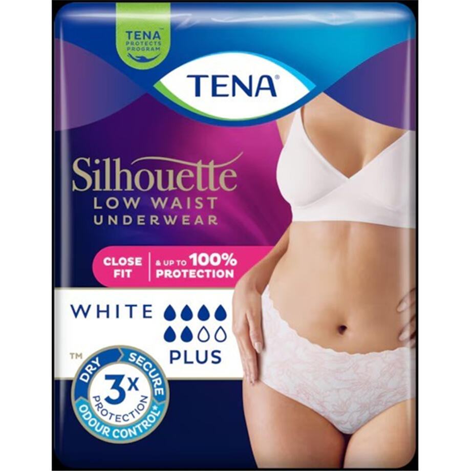 TENA Silhouette Plus Blanc, Taille Basse L,  10 pieces