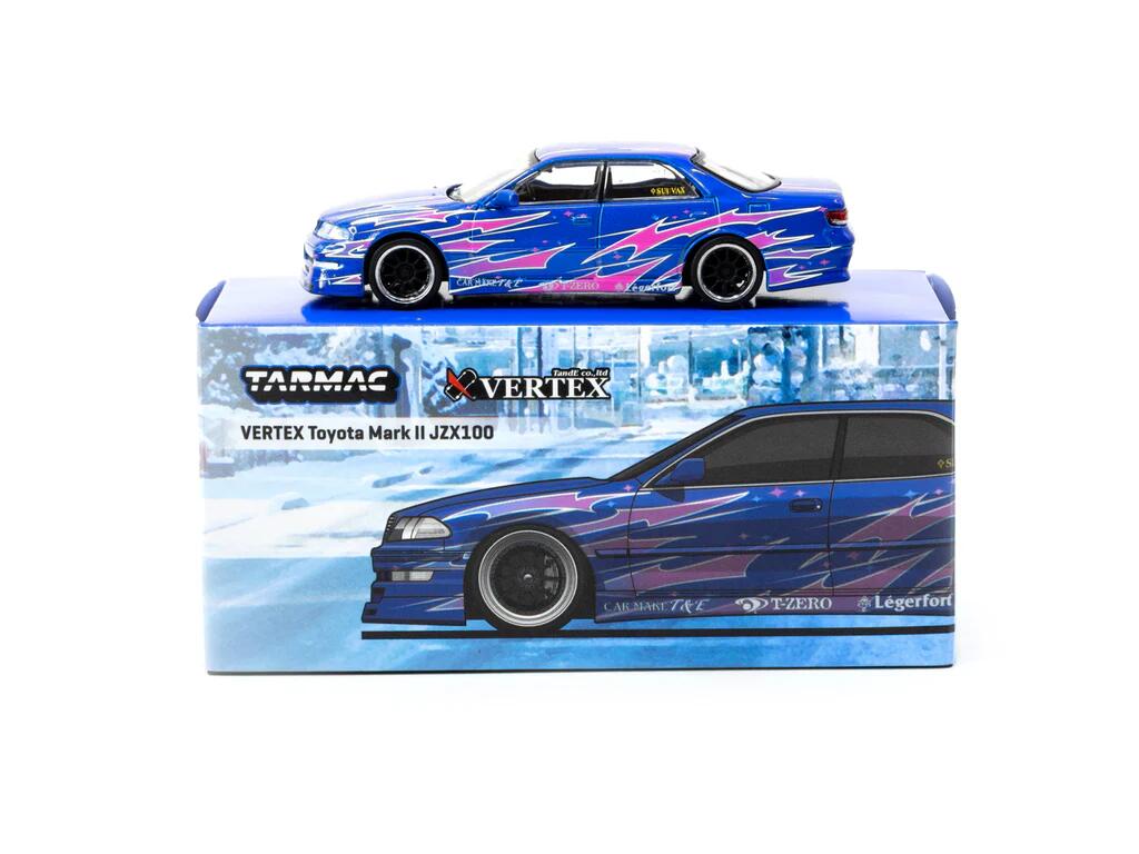 Tarmac Works - #T64G-024-BL - Vertex Toyota Mark II JZX100 - blue metallic - Global64 - 1/64 scale