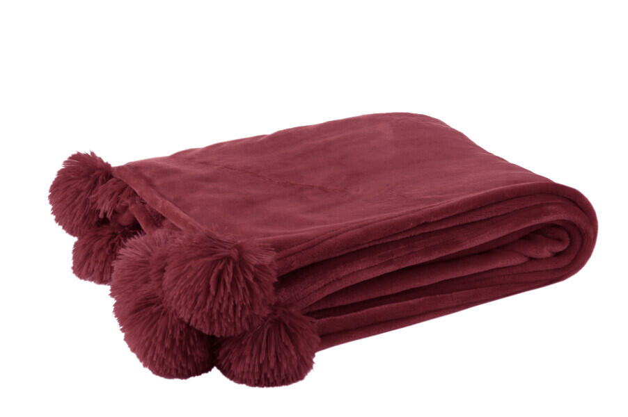 Plaid pompom bordeaux 130 x 170 cm 5467