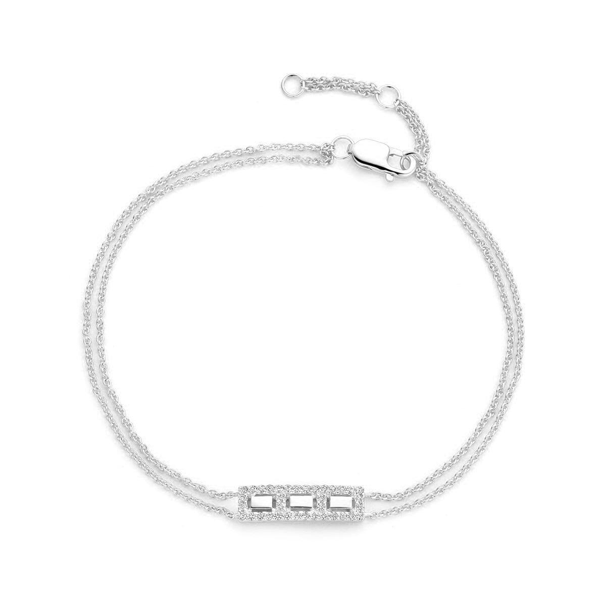 Armband 18 cm oder Weißgold 18K mit 0,125 ct natürlichen Diamanten