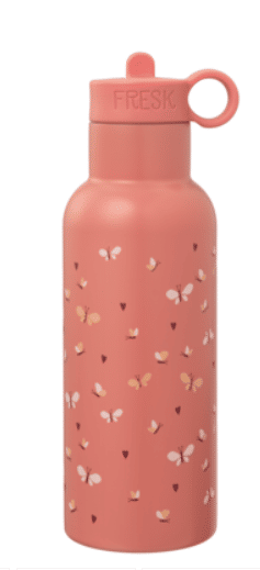 FRESK Nordic Flask stainless steel thermos bottle, 500 ml, 2 lids, collapsible straw and thermos cap, color: Butterfly