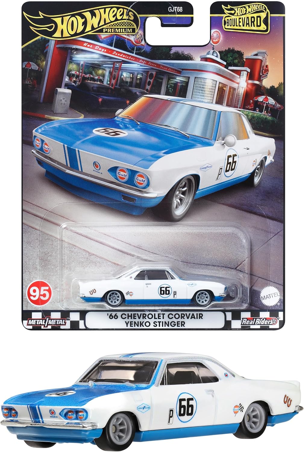Hot Wheels Premium - #GJT68 HRT69 - '66 Chevrolet Chevy Corvair Yenko Stinger - Boulevard #95 - 1/64