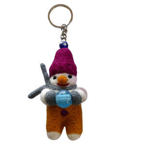 LLF699K: Porte-clefs Bonhomme de Neige - H.16 cm env. - Feutre de laine 100% n Asst.