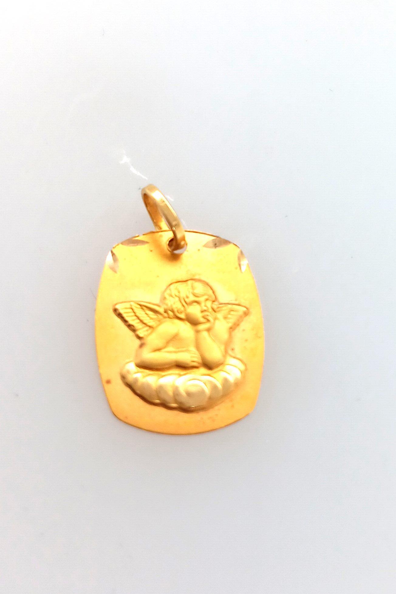 Pendentif médailles 1.5cm ange or jaune 18K
