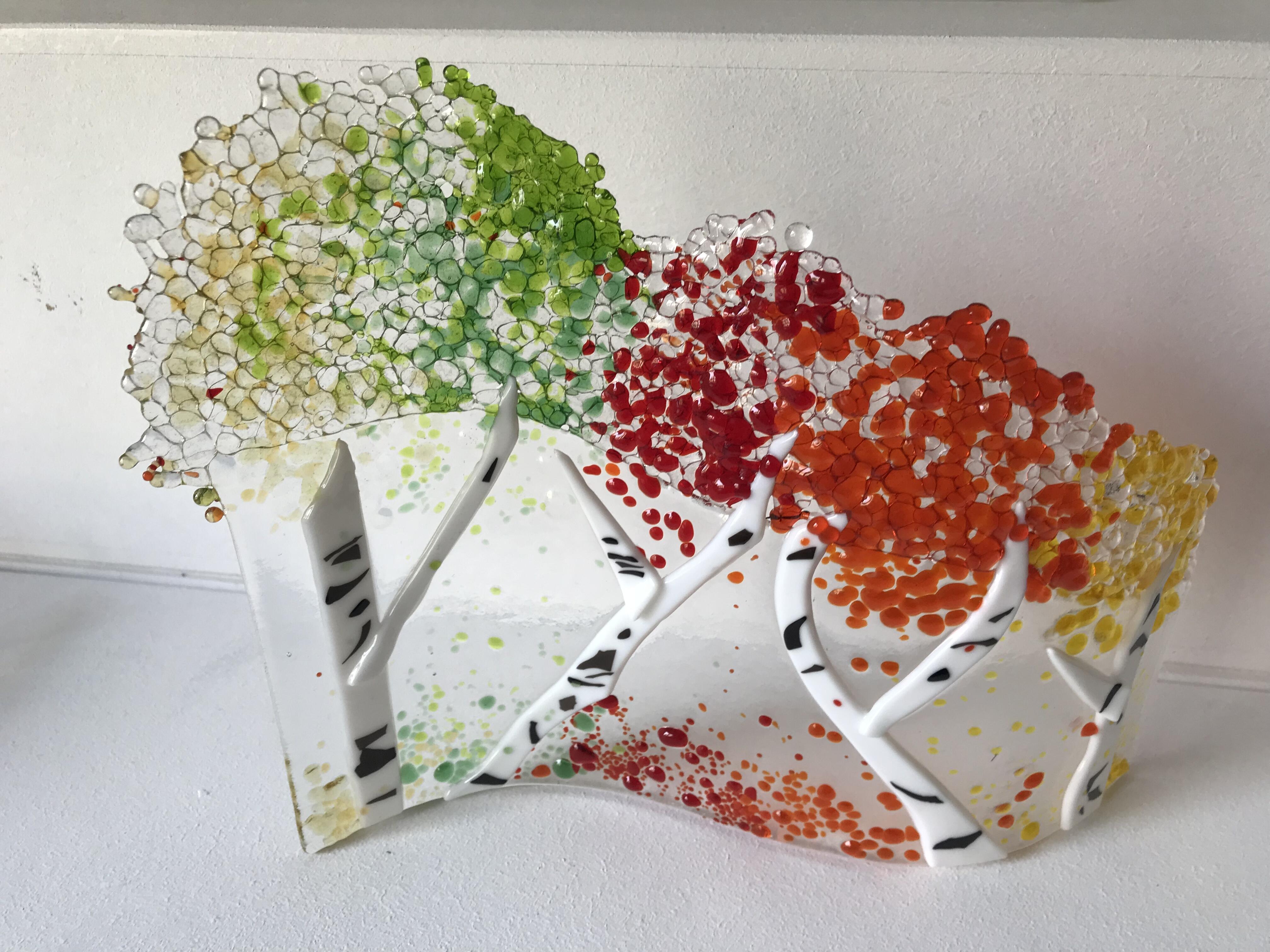 Baumlandschaft (4 Jahreszeiten) aus Glas, handgemacht, Unikat