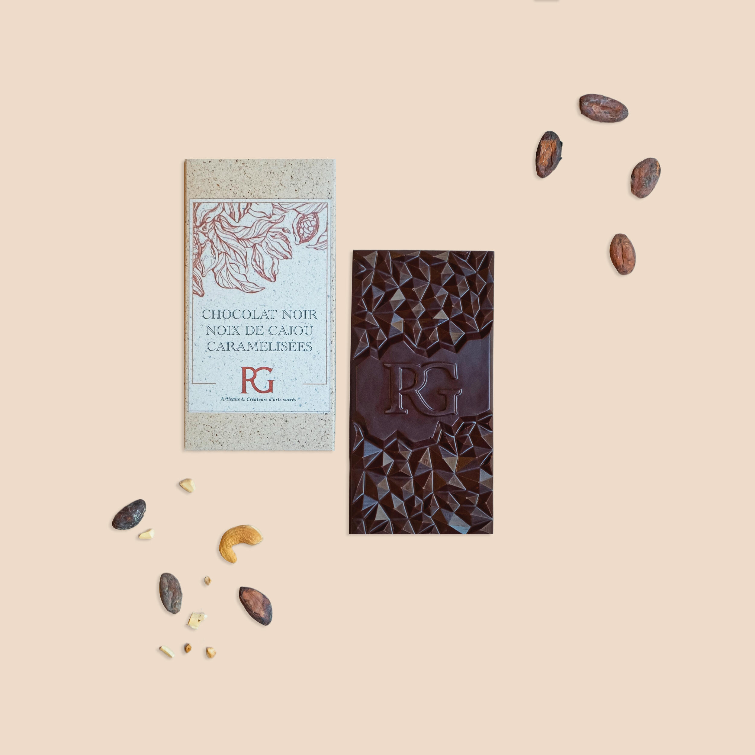 Dark chocolate caramelized cashew nuts