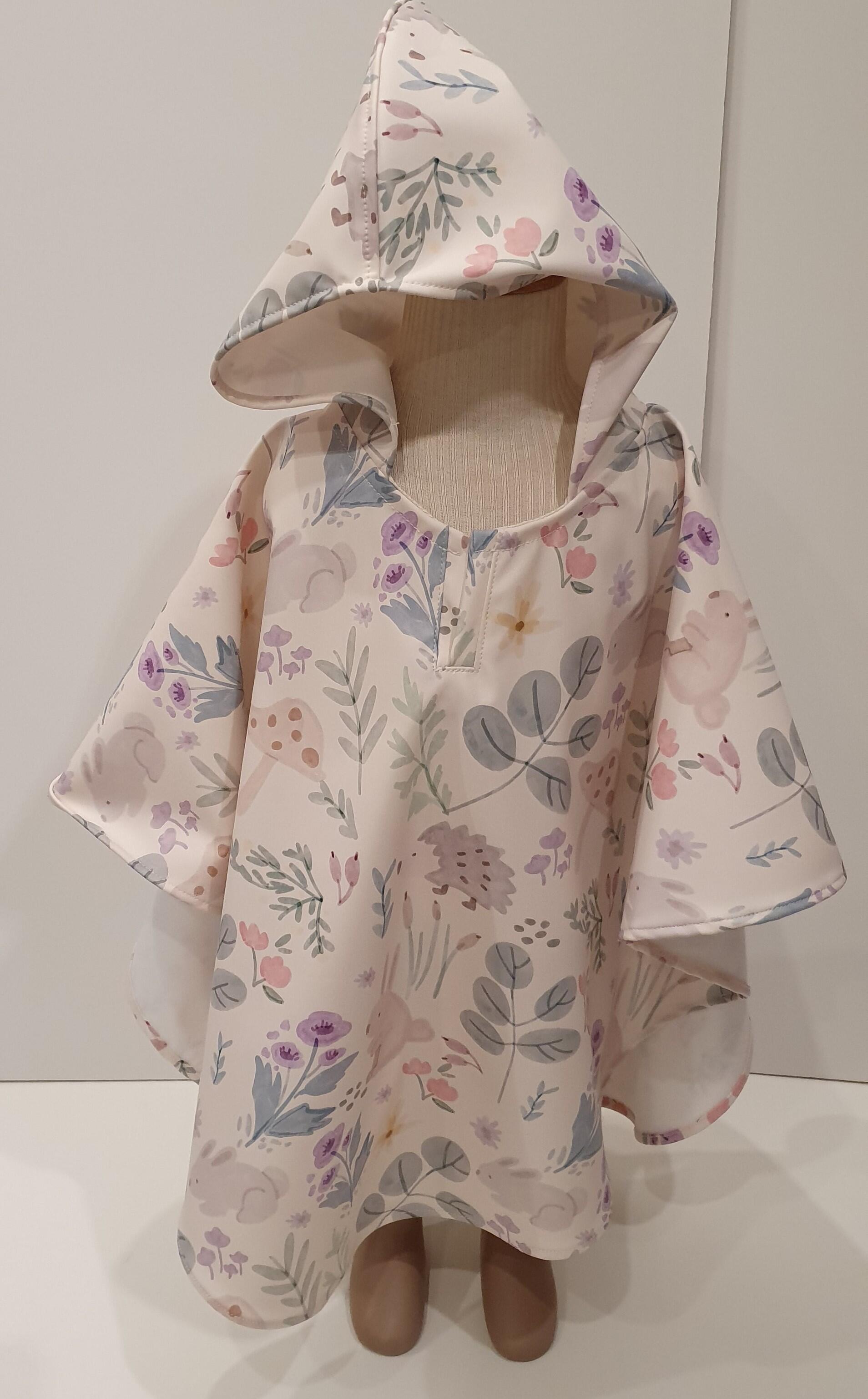 Cape manteau capuche amovible "Animaux gris"