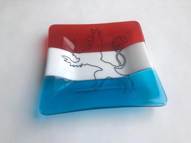 “ Rouden Leiw” Teller, transparentes Glas, handgemacht 