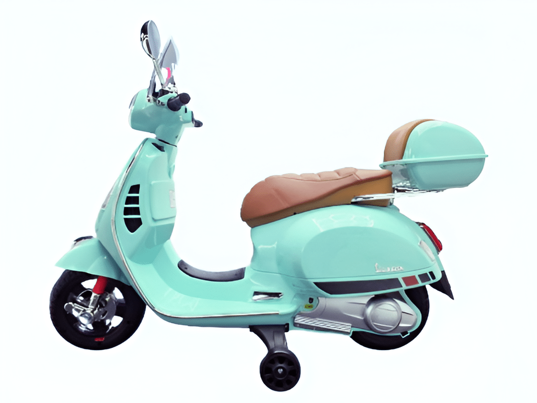 Hellgrüner Vespa-Scooter für Kinder: 12-Volt