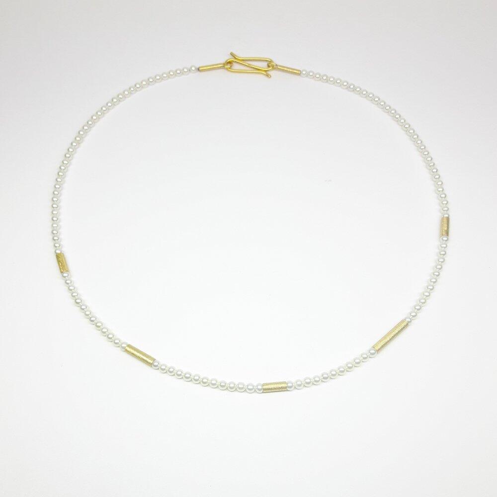 Collier en perles de culture d'eau douce Ming Ø3-3.5mm et or jaune 18kt.