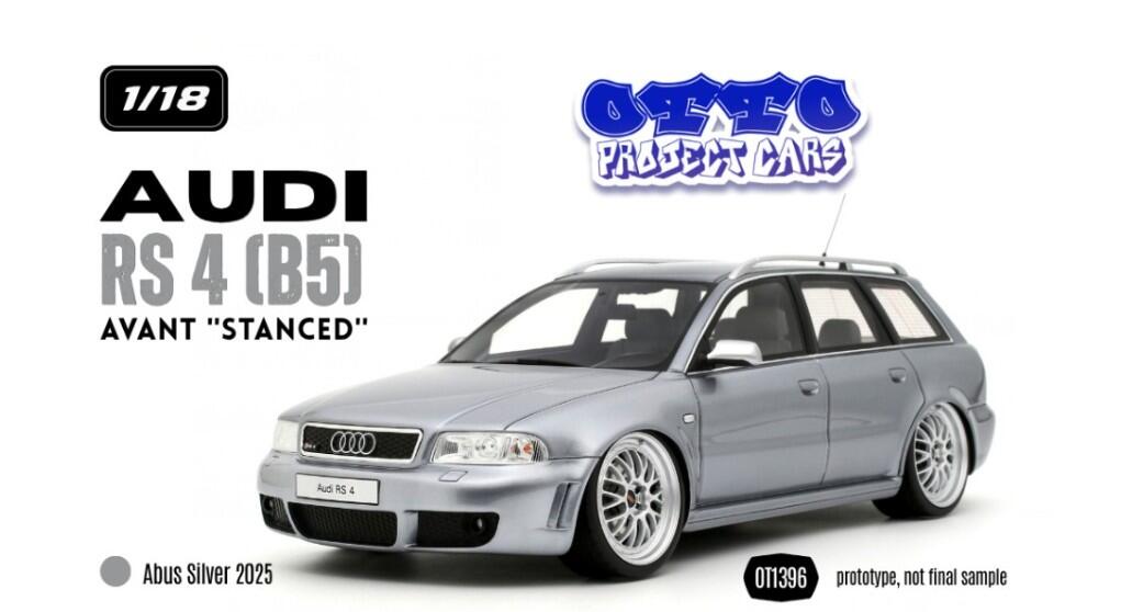 [Vorbestellbar] OttOmobile - Audi RS 4 (B5) Avant - ''stanced'' - Abus Silber - #OT1396 - 1/18