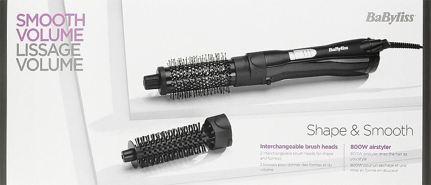 BaByliss Shape & Smooth Warmluftbürste – Leistungsstarke 800W Föhnbürste, 30mm & 20mm Aufsätze, Kaltluftfunktion, Schnelles Trocknen & Styling, ideal für kurzes Haar, Schwarz, AS82E