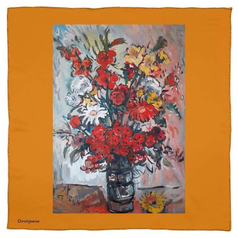 Écharpe en satin de soie Indian Summer (90 x 90 cm)