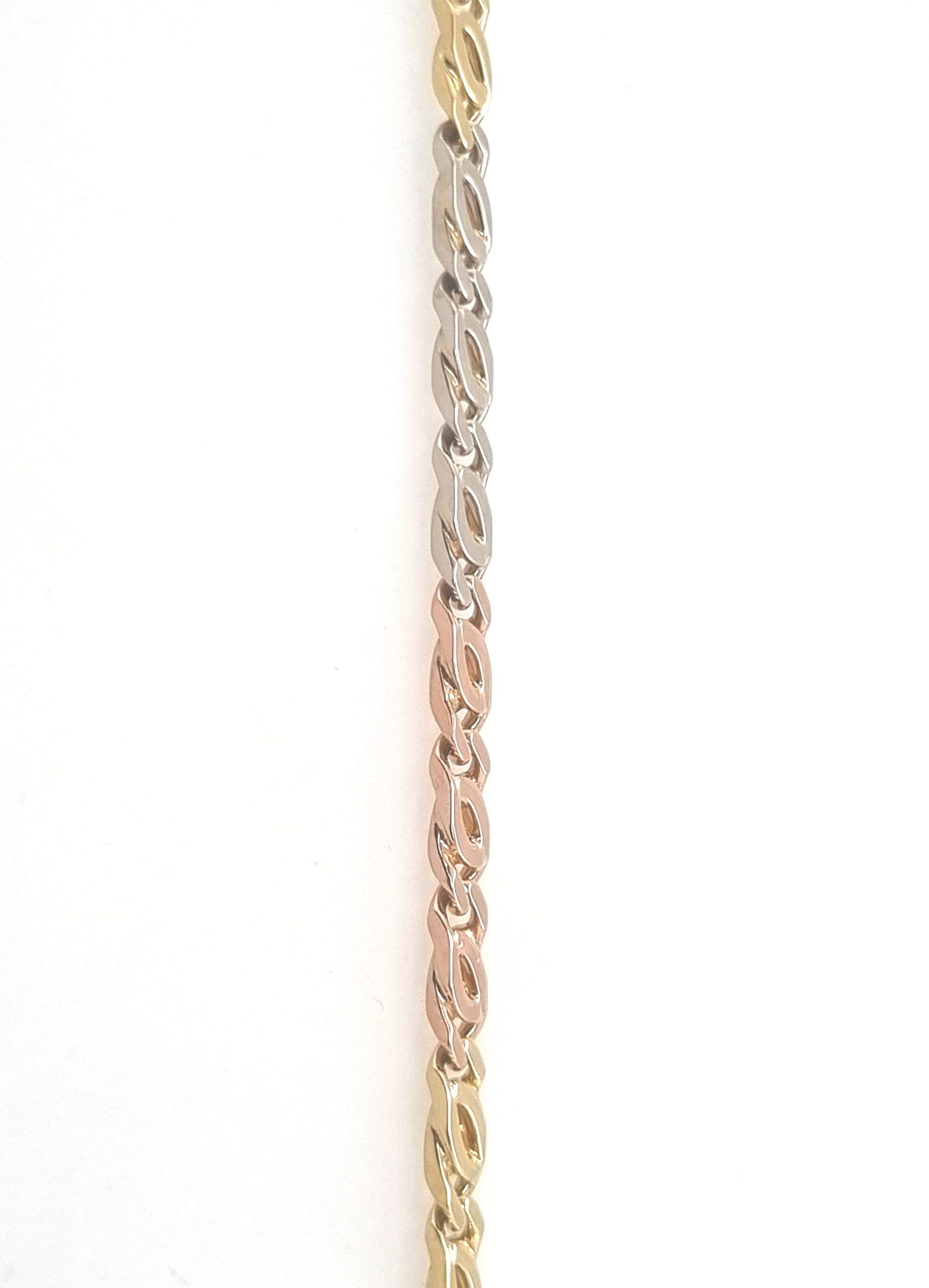 Bracelet 21.5 cm or yellow 18K gold, or white 18K gold and rose 18K gold