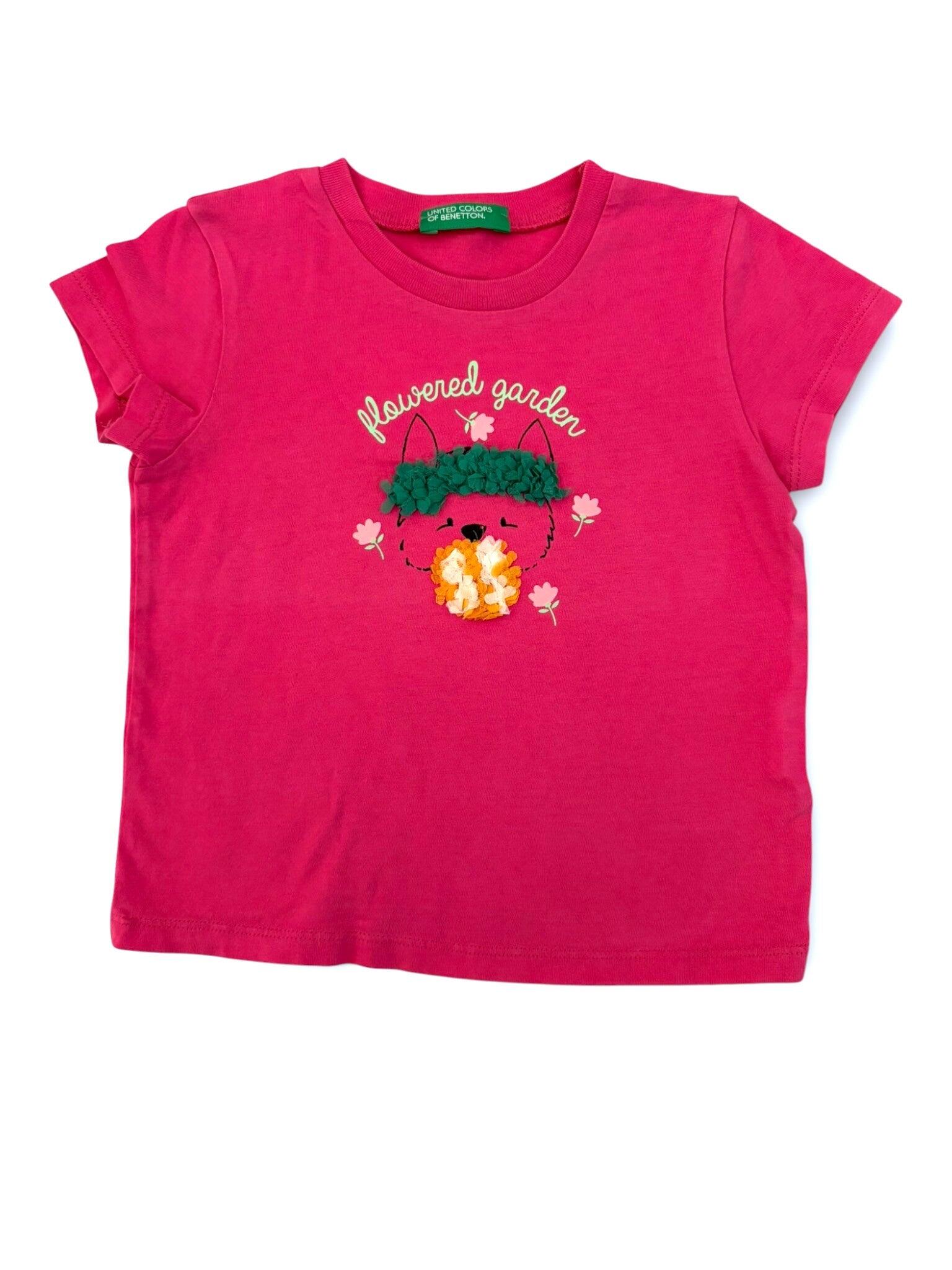 United Colors of Benetton T-shirt rose à fleurs du jardin (18M)