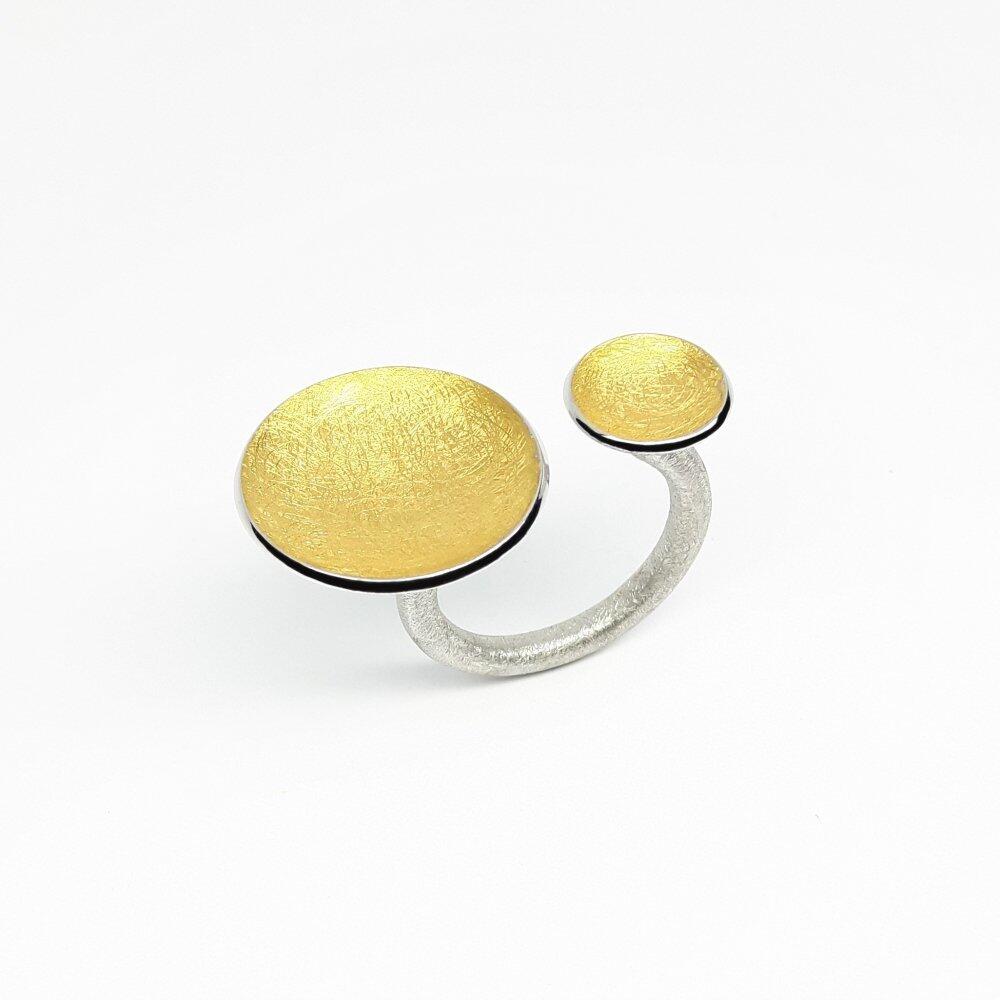 "you &amp; me", ring made of 925 silver and fine gold.