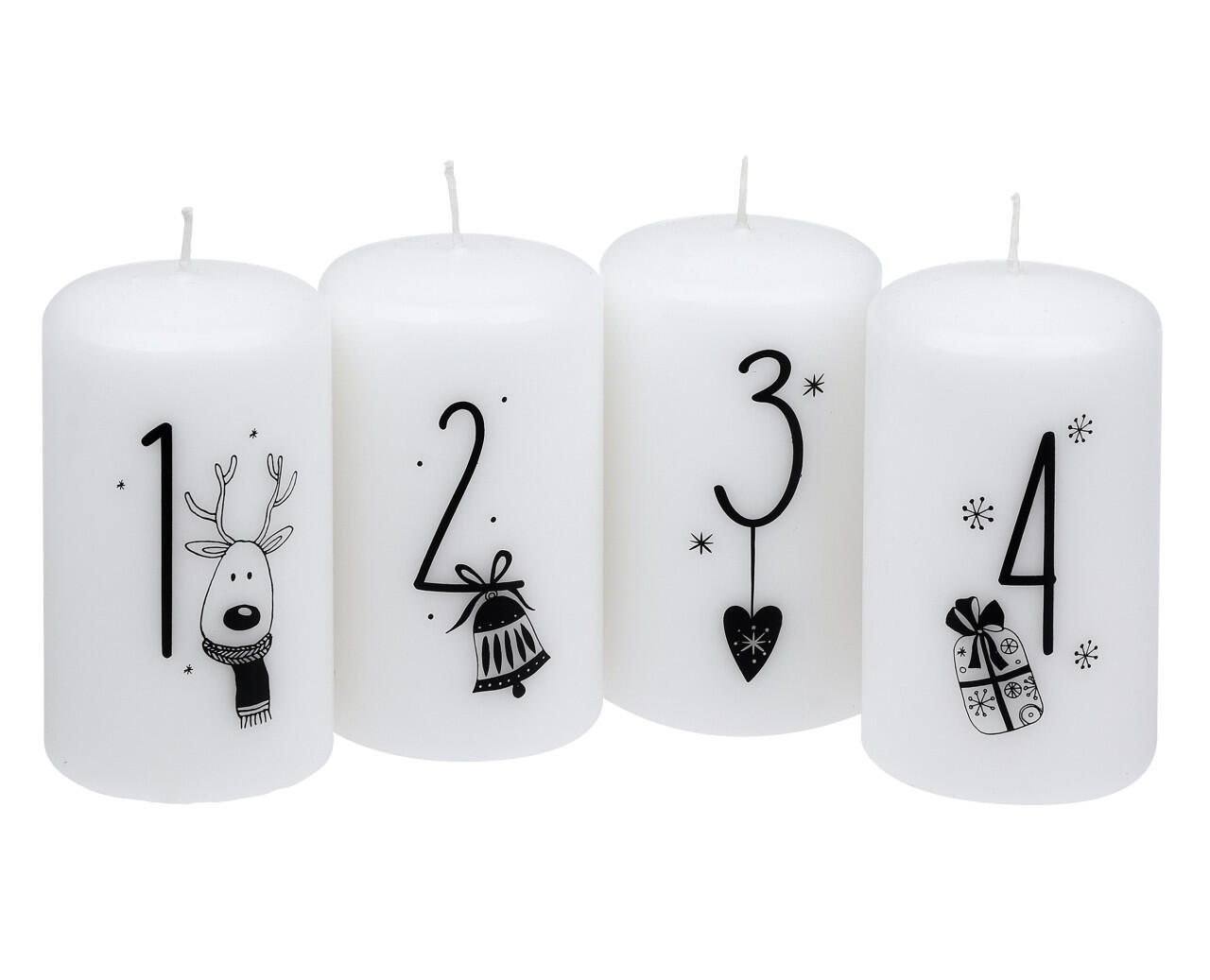 Steinhart pillar candles 1-4, Ø 5.7 x 10 cm, 4-pack, white