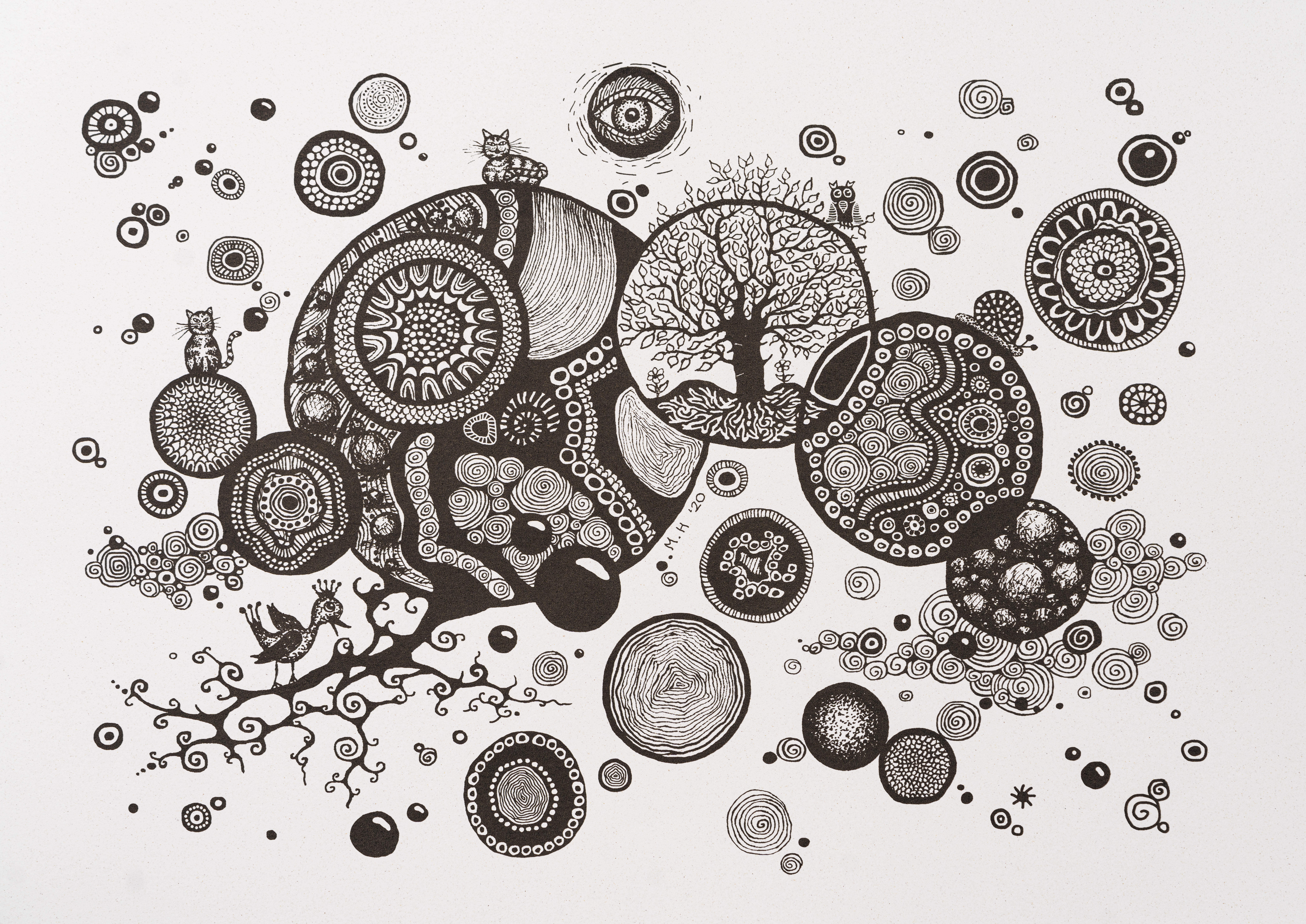 Screen print art "Universe Inspiration Zentangle" 