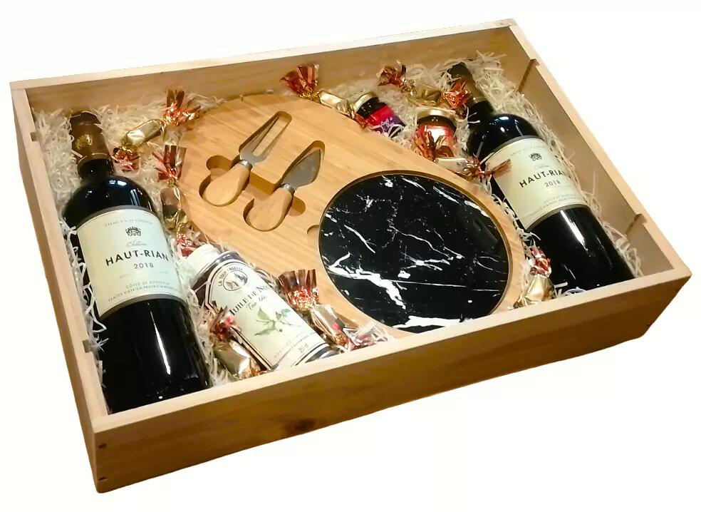 Wooden Gift Box "Wine &amp; Cheese Service