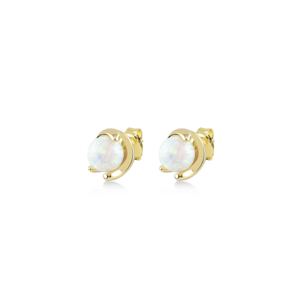 # 14K yellow gold earrings with white opal