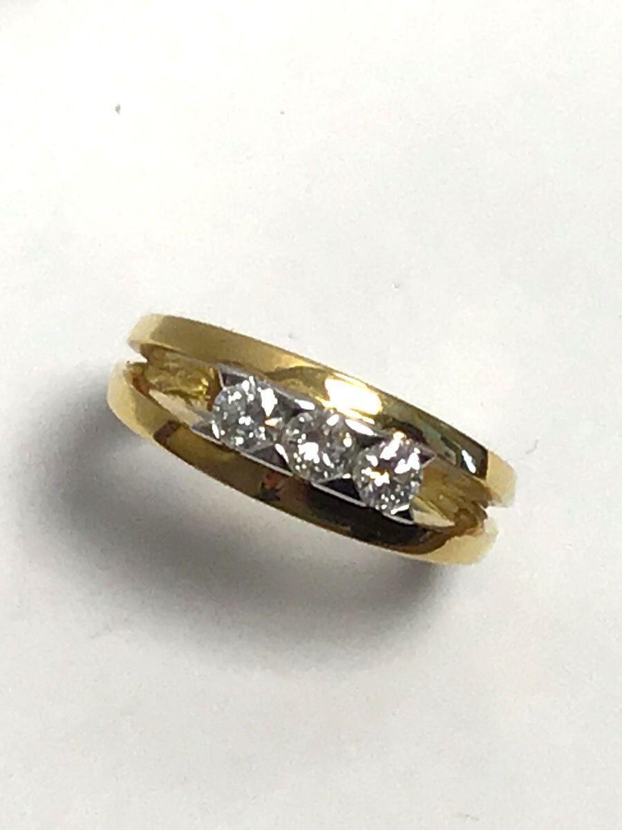 Yellow and white gold trilogy ring with 0.51ct of natural diamonds
