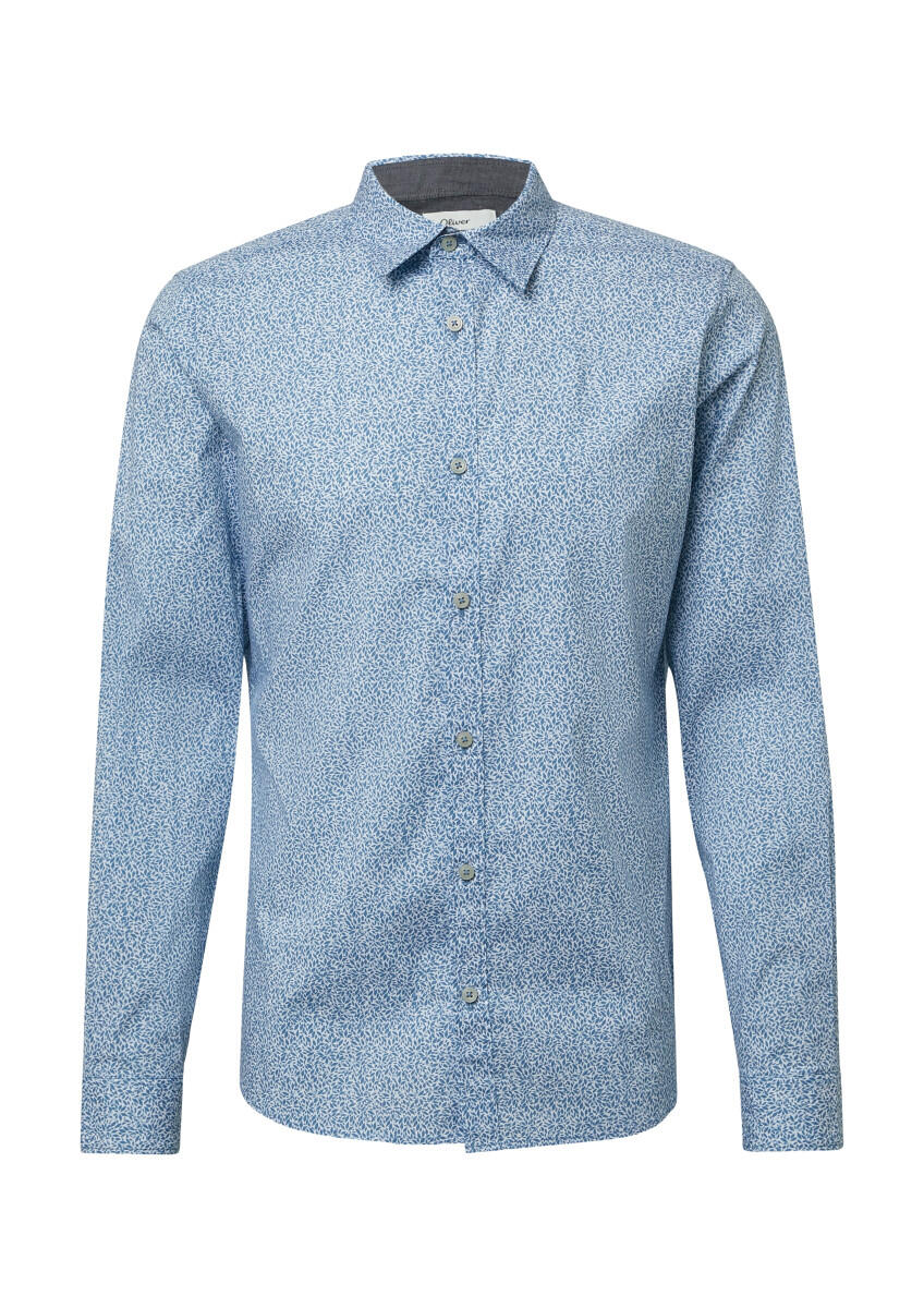 Slim Fit: Hemd aus Baumwollstretch mit All-over-Print
