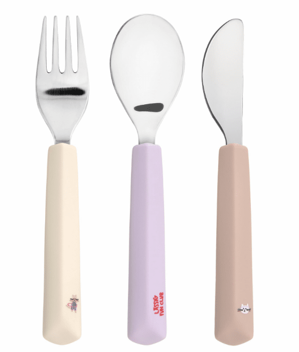 Lässig Kids' Cutlery Set (Fork, Spoon, Knife) - Tiny Team, Katze